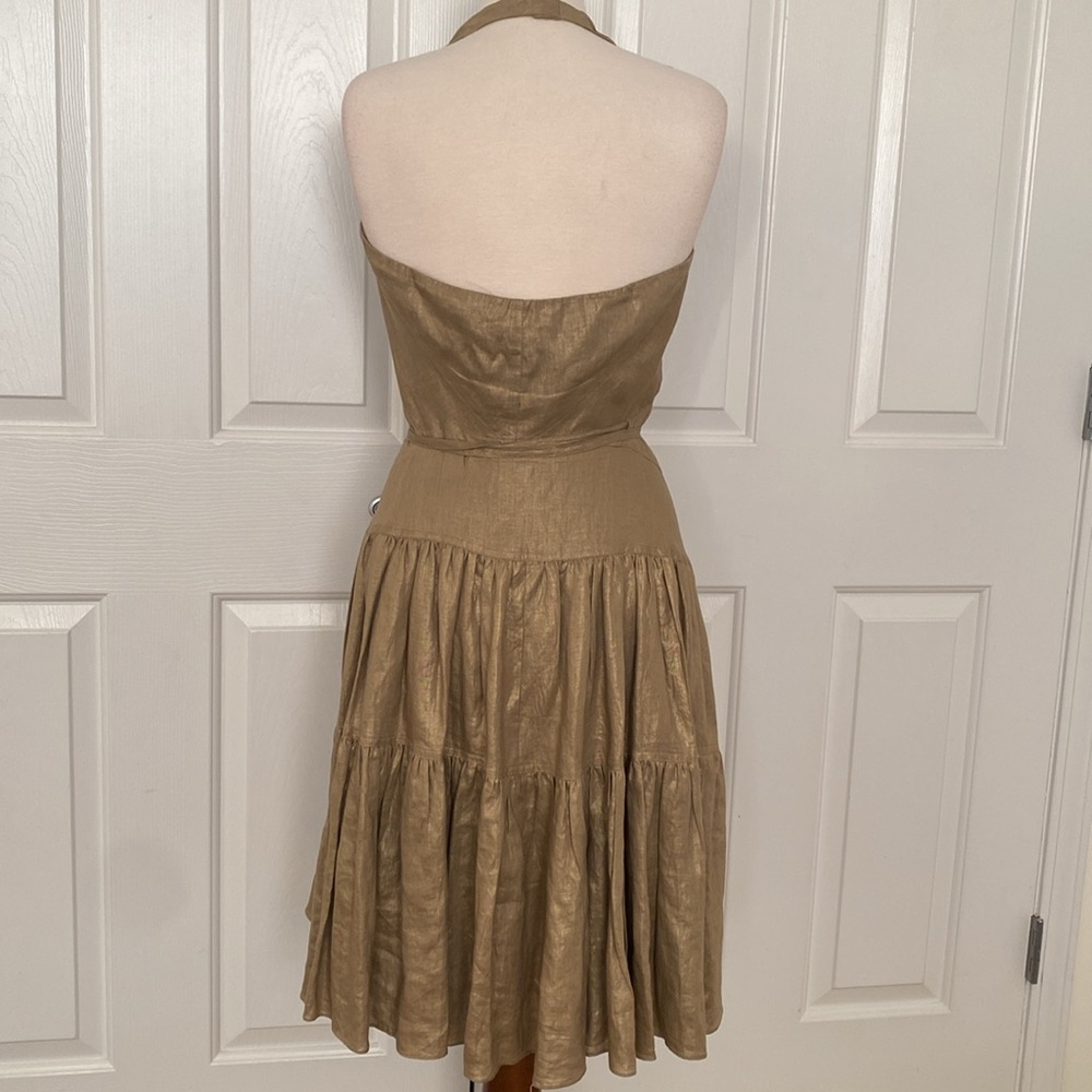 Lauren Ralph Lauren 100% Linen Halter Wrap Dress Size M - Picture 6 of 12